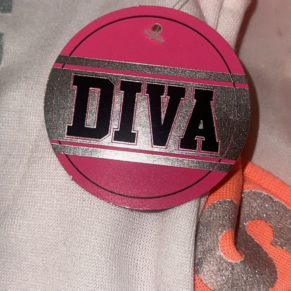 Diva Girls Neon Orange White Always Shine Glitter Hoodie Jogger Set Size 4/5 XS